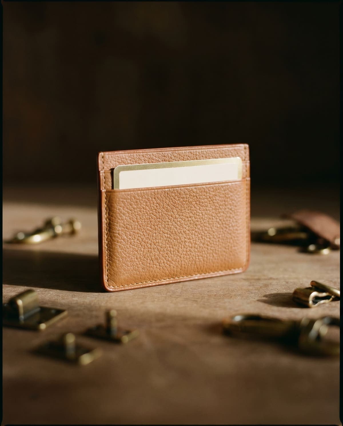 Pebbled Leather Card Wallet